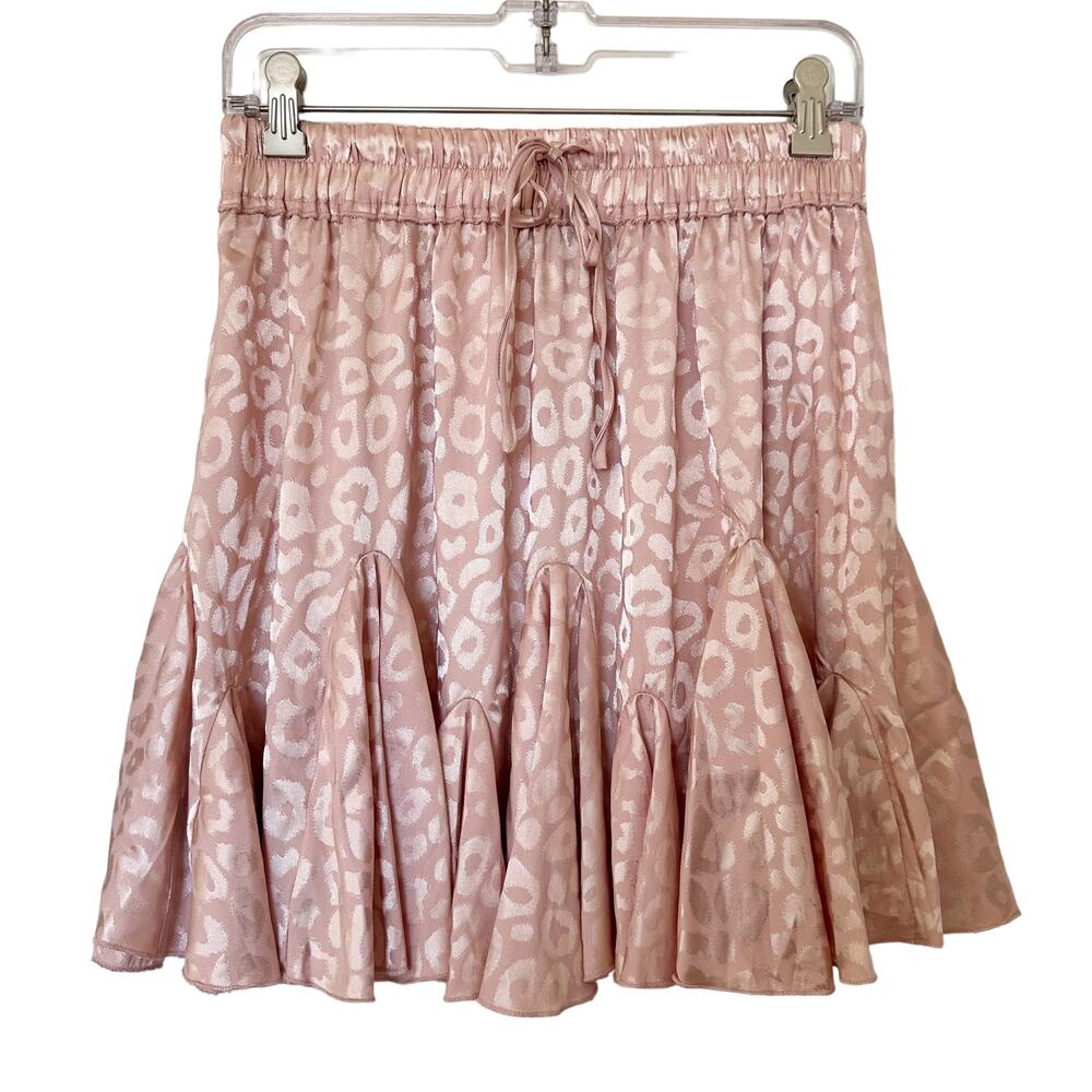 NWOT Mittoshop Pink Mini Skirt Elastic Waist Cheetah Animal Print Size Small